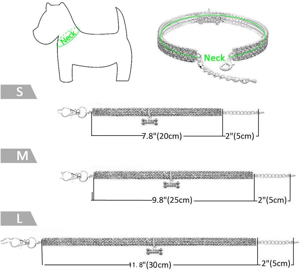 Pet Collar with Diamonds, Adjustable Crystal Diamond Elastic Heart Claw Pendant Wedding Cat and Dog Small Pet Necklace Jewelry