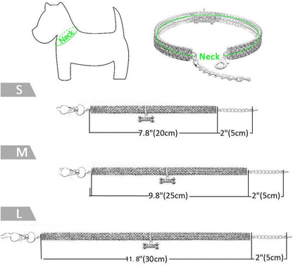 Pet Collar with Diamonds, Adjustable Crystal Diamond Elastic Heart Claw Pendant Wedding Cat and Dog Small Pet Necklace Jewelry
