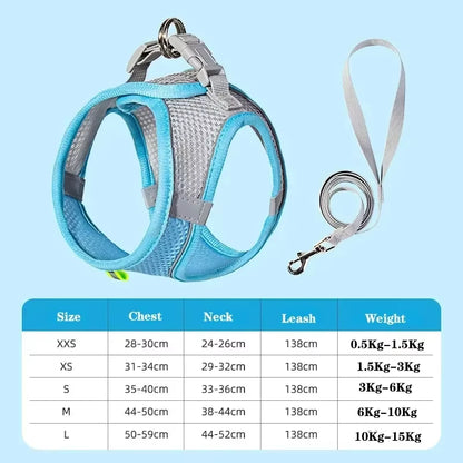 Cat Harness and Belt Set Breathable Accessories for Cats Pet Products Necklace Collar Pets Supplies Home Collars Things Cats